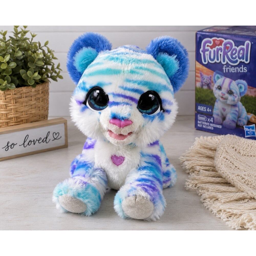 FurReal Friends Interactive Kitty Cat Plush White Blue Purple Hasbro